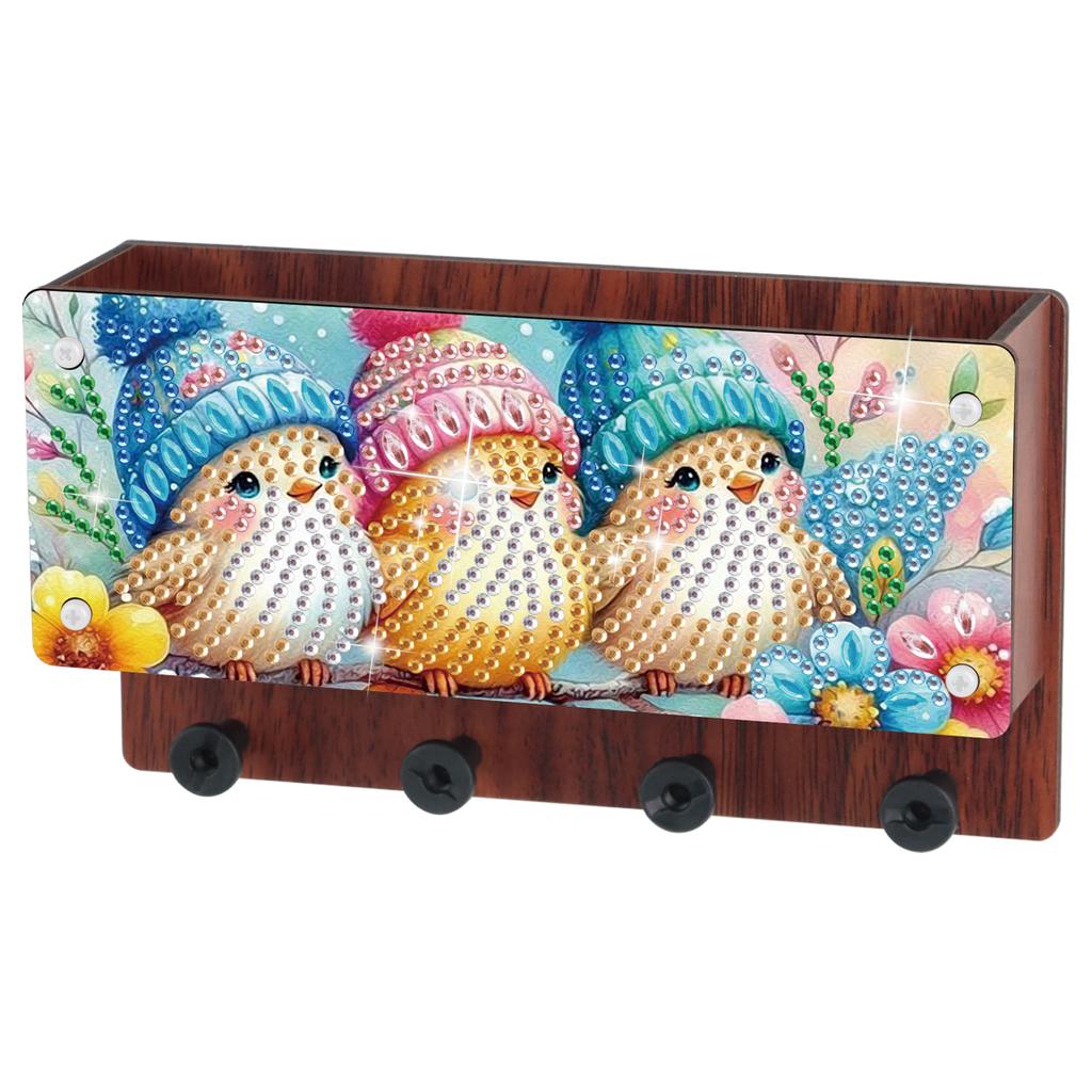 Wall Mounted DIY Diamond Art Handmade Wood Container Wooden Crystal Painting Storage Box for Living Room Home Office Decoration