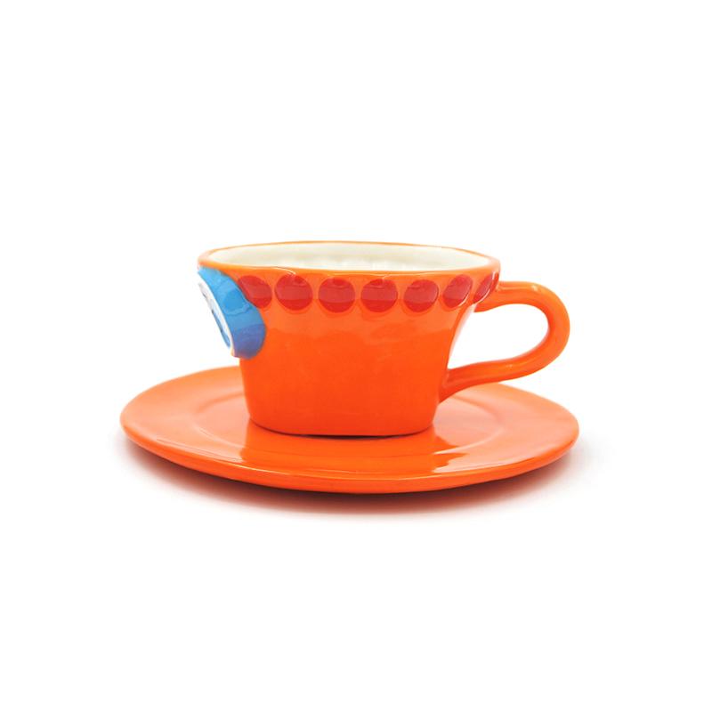 Anime Coffee Mug With Saucer Creative Luffy Ace Sabo Three Brothers Hat Shaped Ceramic Coffee Cup Child'S Birthday Gift Cup