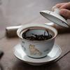 Chinese Ru Kiln Ceramic Gaiwan Cute Cat Pattern Filter Teacup Travel Portable Handmade Tea Bowl Home Tea Set Drinkware 150ml