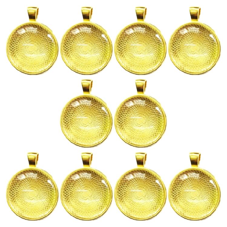 10 Set 25mm Round Pendant Trays Flat Back Blank Pendant Alloy Texture Suitable for Hand-Making Jewelry and Necklace