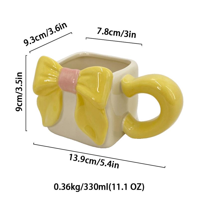 Creative Ceramic Coffee Cup Three-dimensional Bow Mug Exquisite Afternoon Tea Ceramic Flower Tea Cup Home Breakfast Milk Mug New