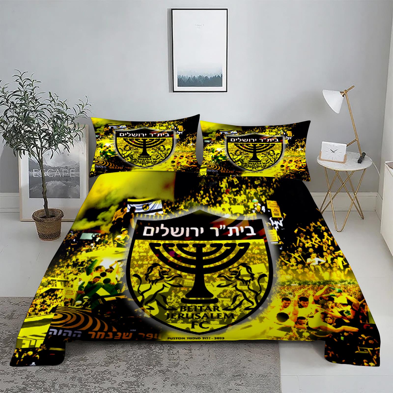 

3 шт. Постільна білизна Fc Beitar Jerusalem Ізраїль Футбольний комплект постільної білизни Односпальний Twin Queen King Розмір Повний комплект Постільна білизна Постільна білизна Для дітей AU Single(140*210cm)3pcs