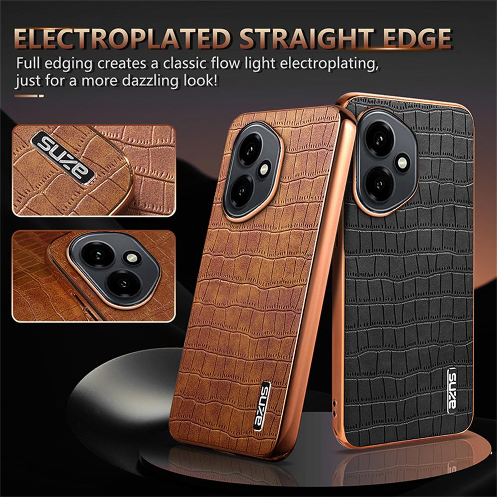 AZNS For Honor 400 5G (Global) Case Electroplating Crocodile Texture PU+TPU Phone Cover