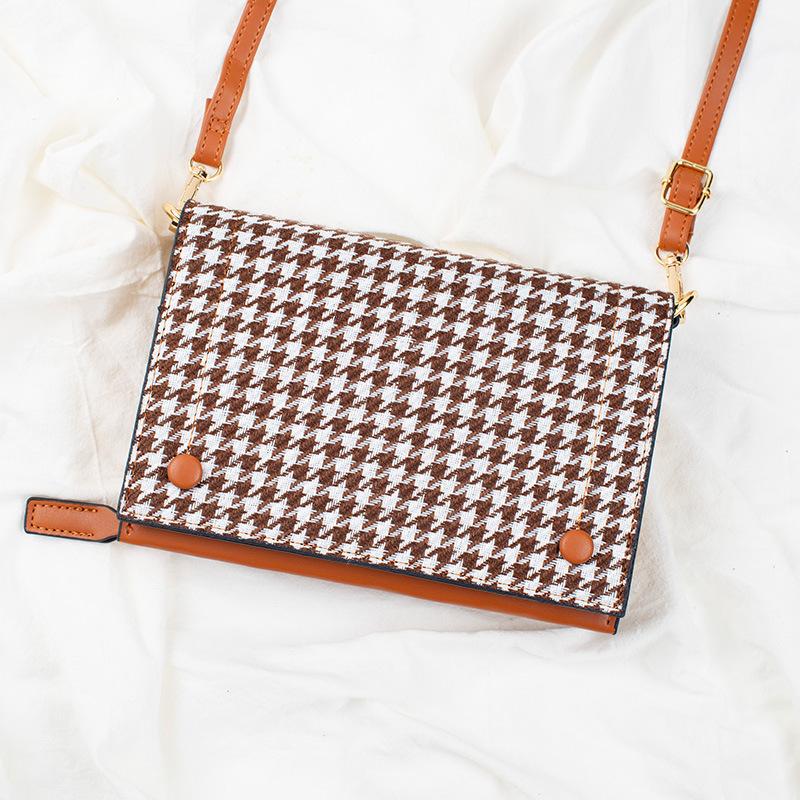 

Women S Mobile Phone Bag Horizontal Wallet Thousand Bird Grid Small Fresh Crossbody Large Capacity Shoulder Bag