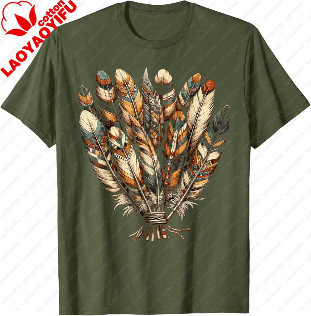 Southwest Native American Indian Tribal Feather TShirt Casual Cotton Short Sleeve Tee Vintage Graphic T Shirts Camisas
