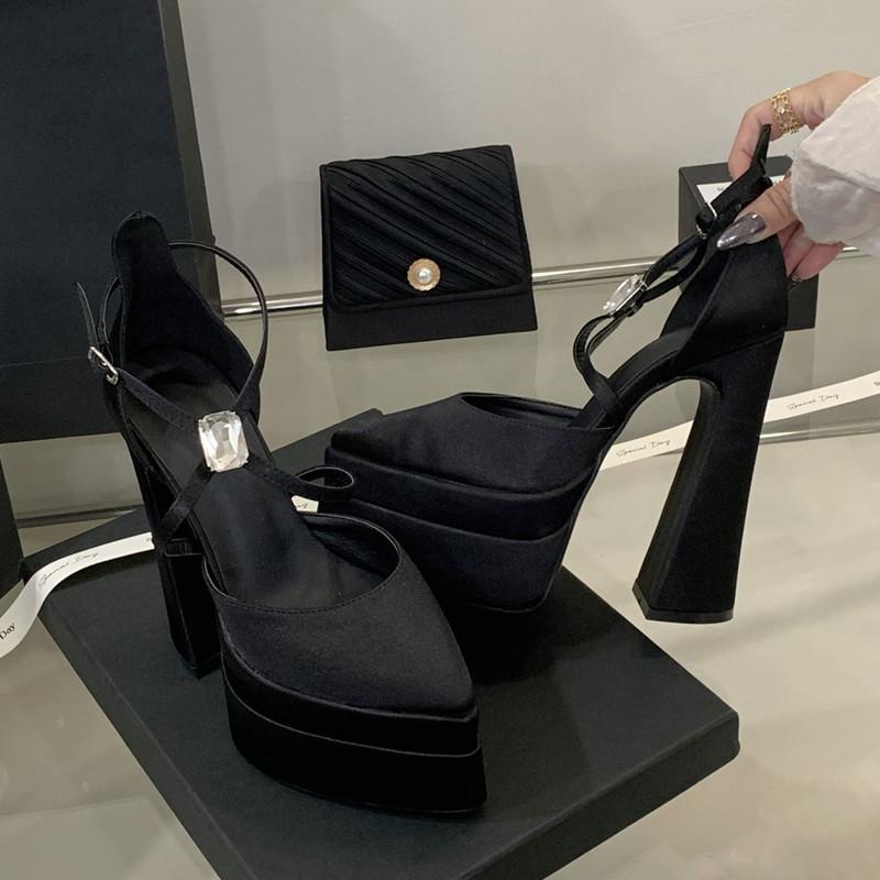 Fashion Runway Style Fashion Cross strap Platform Wedges Women Pumps Spring Summer Sexy Leopard Pattern Satin High heels Party Shoes