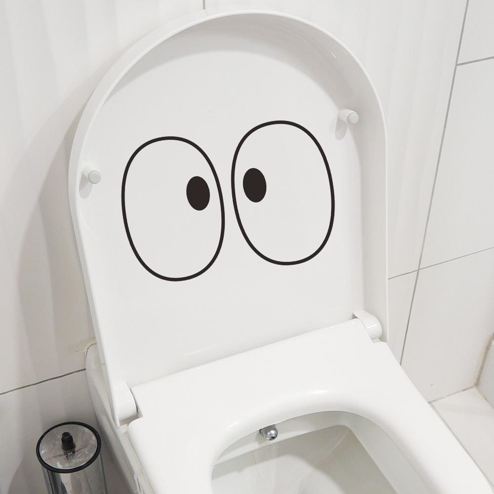 Cute Eye Contact Bathroom, Toilet and Toilet Stickers for Beautification and Decoration