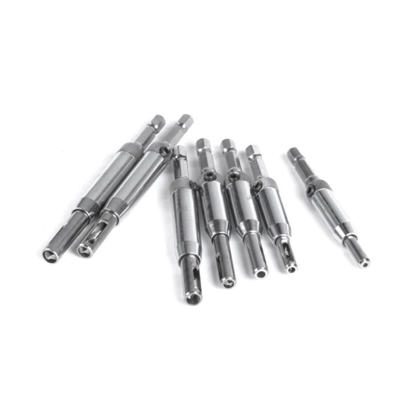7Pcs Professional Woodworking Centering Hinge Drill Bit Set Change Door Cabinet Window Hole Puncher Jig Guide