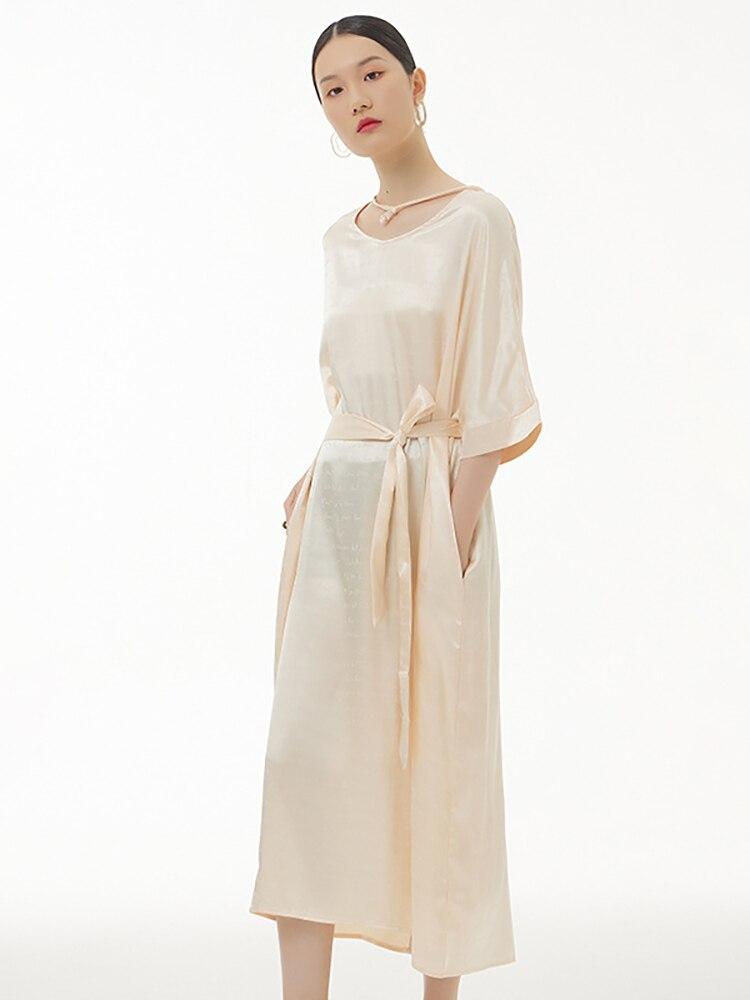 Xitao Vestido Casual da Moda com Laço Temperamento Mulheres WMD6962