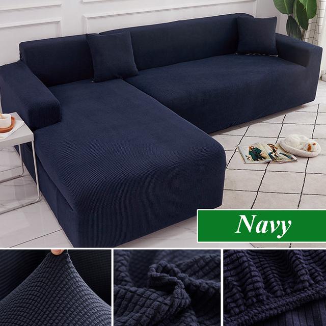 Potah na pohovku do obývacího pokoje Silný elastický Polar Fleece Rohový potah ve tvaru L na pohovku Chaise Longue