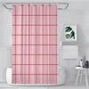 Pink and Red Grid Pattern Design Unique Decor Modern Fabric Bathroom Shower Curtains Art Design Print Curtain