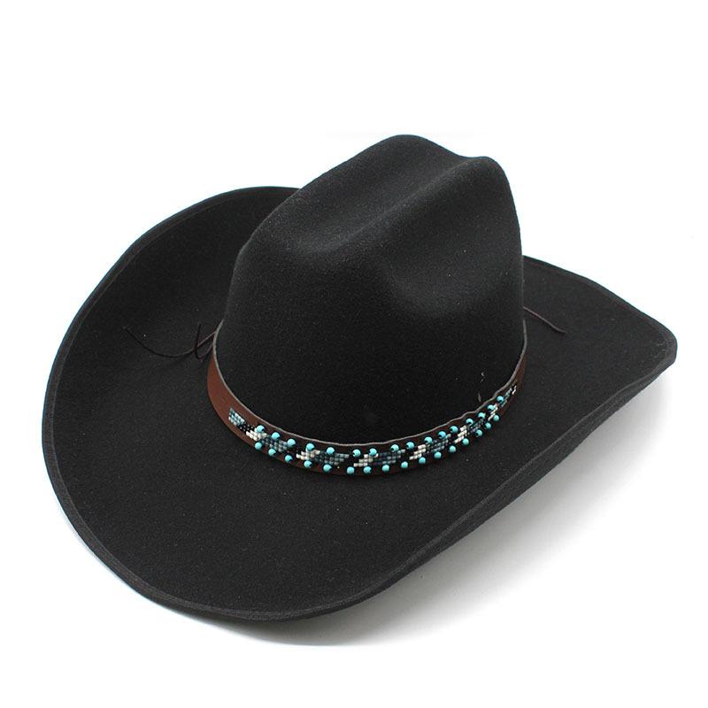 Western Cowboy Hat Wool Felt Shaped Cowboy Hat Wool Big Eaves Hat Outdoor Travel Horse Riding Hat