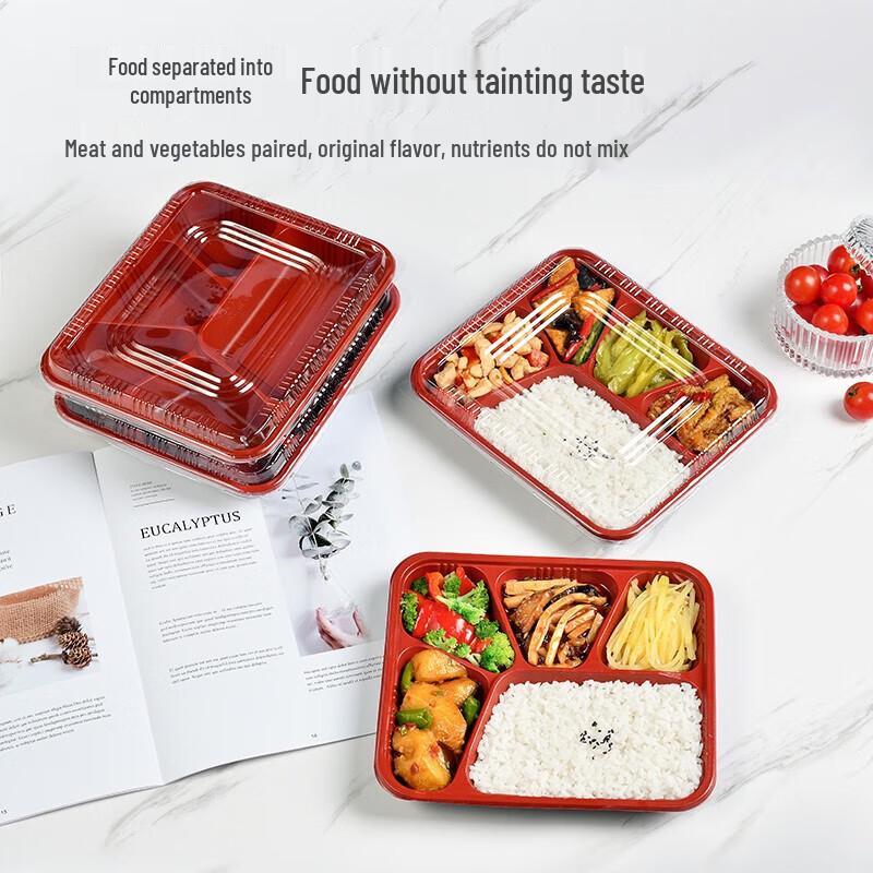 Temaiju Einweg Quadratische 5-Fach Mahlzeitvorbereitungsbehälter mit Deckeln, 100er-Pack