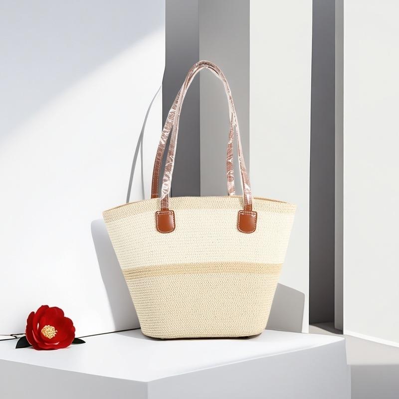 New Shoulder Straw Woven Bag Woven Bag Large Capacity Casual Versatile Fashion Women's Vacation Seaside Beach Woven Bag