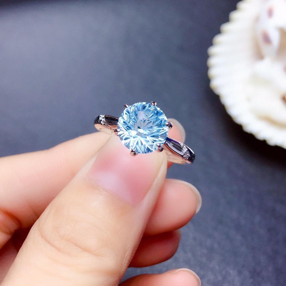 2ct Sparkling Sky Blue Topaz Ring Firework Cut Open Band for Women Elegant Jewelry Gift