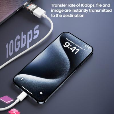 Type-C Male To USB A Female Adapter 120W USB 3.2 Gen2 Adapter Dual-Sided 10Gbps Data Transfer Clear Shell Adapter