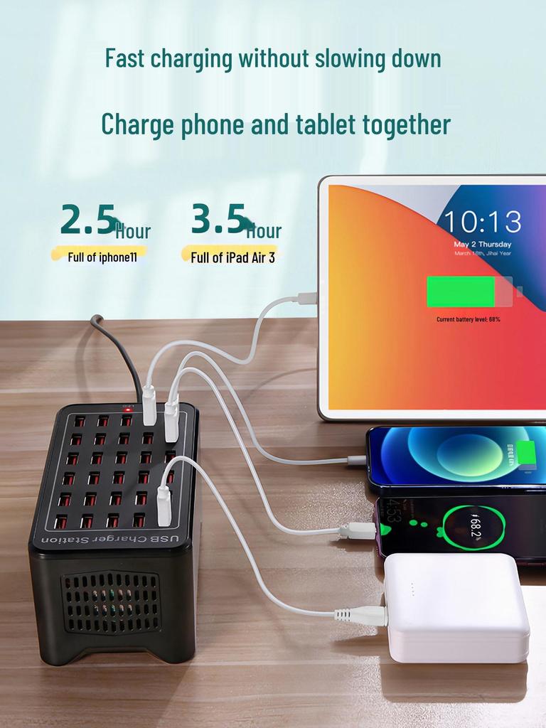 Multi-port USB Fast Charger: Smart Desktop Charging Station for Multiple Devices