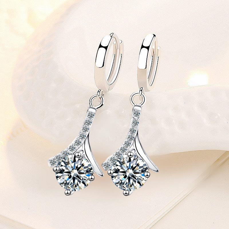 

KOFSAC Новые Модные Стерлинговые Серьги Для Женщин Свадебные Элегантные Серьги-Геометрия с Голубым Цирконом Ювелирные Изделия Женские Для Повседневной Носки