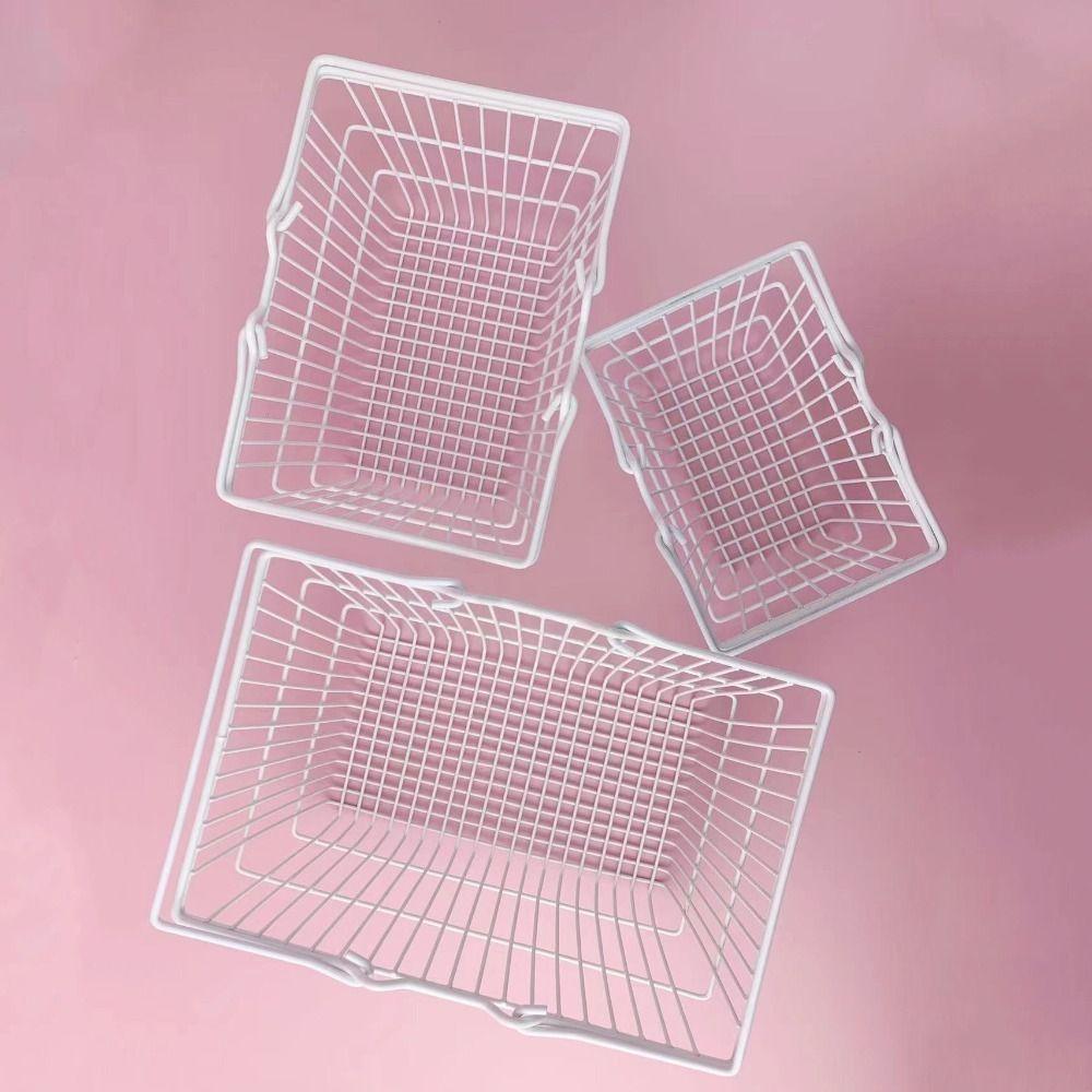 Metal Shopping Cart Storage Model Toy Trolley Container Portable Desktop Stationery Holder Desktop