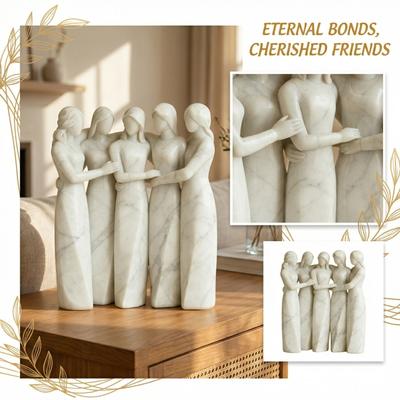 Imitation Wood Resin Craft Ornament,friendship Figure Statue, Home Desktop Decoration