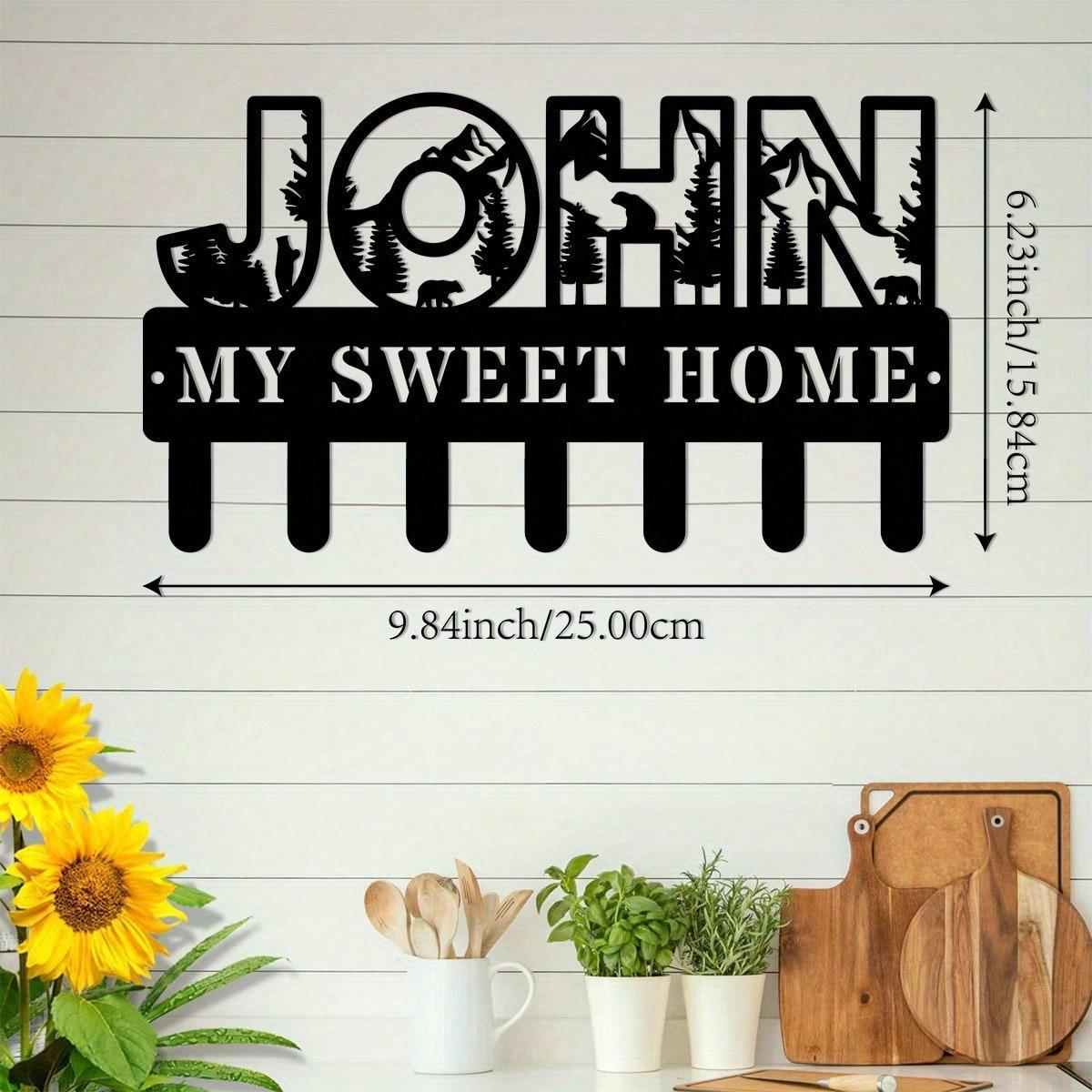 Metal Forest Bear Key Hook Wall Decor Entryway Organizer Home Art