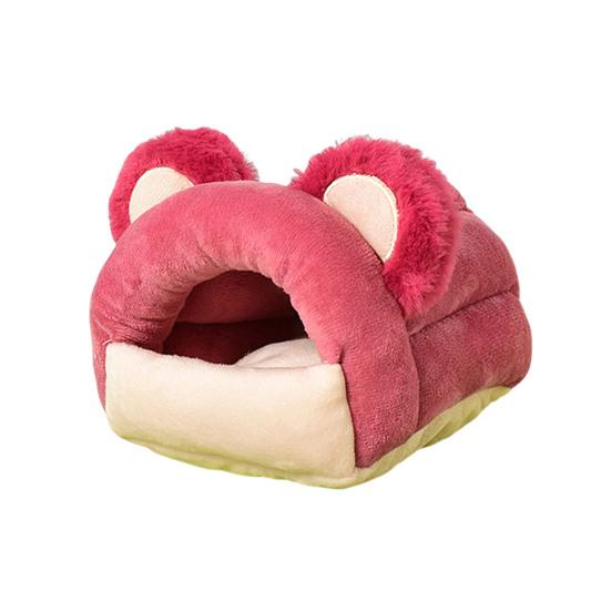 

Гнездо для хомяка Уютная кровать для морской свинки Зимнее теплое плюшевое убежище для маленьких животных M красный