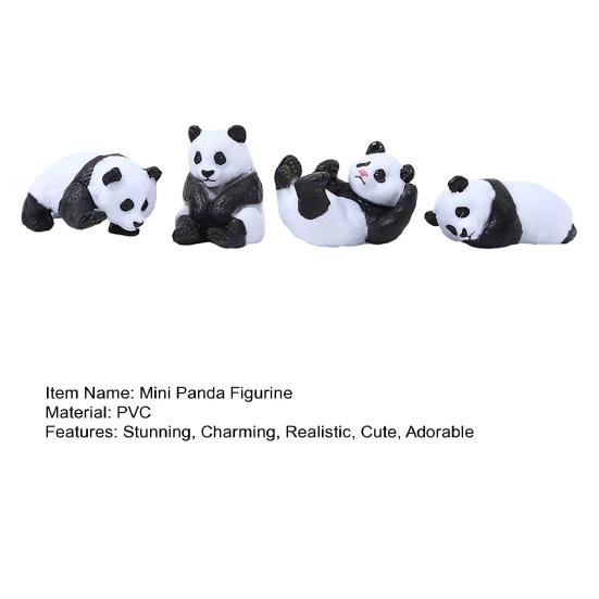 4 Pcs Mini Panda Figurine Cute Tiny Panda Statue Miniature Pandas
