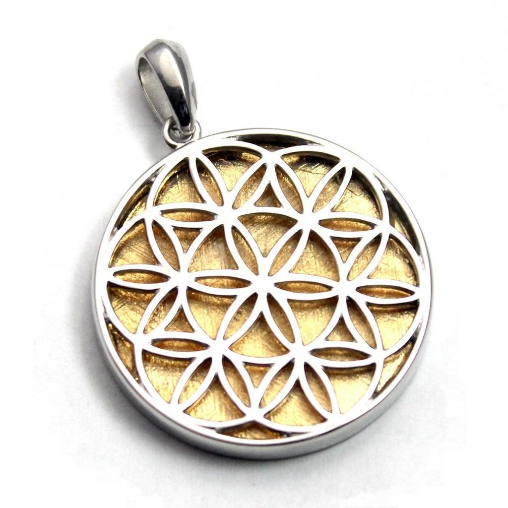 [World Accessories Carmelo] Flower of Life Divine Geometry Flower of Life Gibeon Meteorite Pendant Sterling Silver 925 Gold