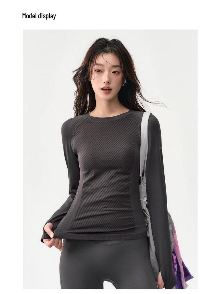 Women's Quick-Dry Long Sleeve Yoga Top for Outdoor Cycling and Running in Autumn/Winter