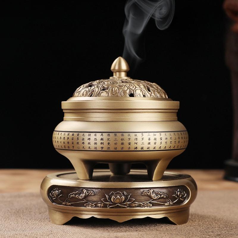 Copper-style Antique-style Household All-brass Incense Burner Ornament Coil Incense Three-legged Pure Brass Aroma Diffuser Base
