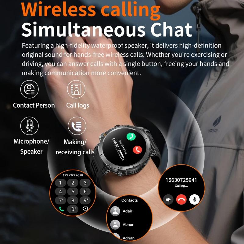 2026 New Military GPS Sports Smart Watch Men Compass 3ATM Waterproof Swim Fitness Tracker AMOLED HD SmartWatches 850Mah Battery