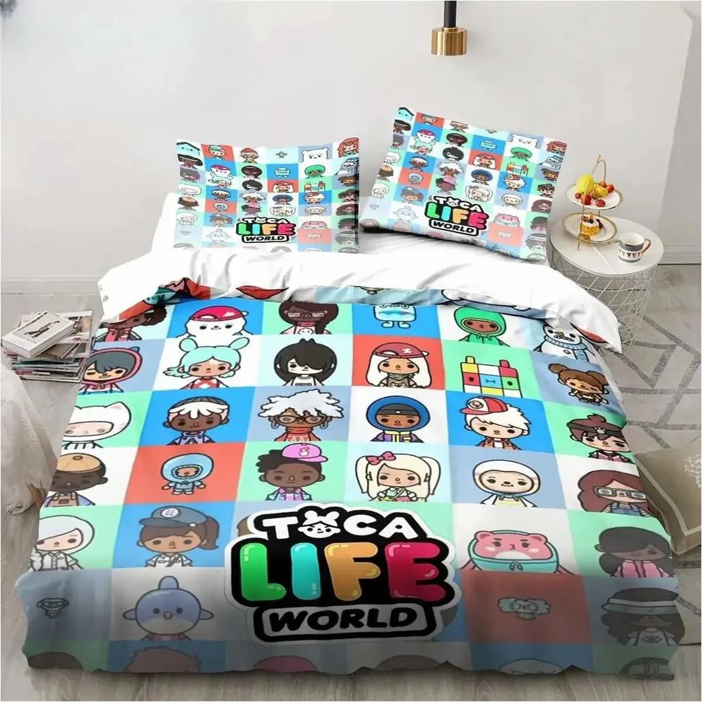 3D Cartoon Game Toca Life World Bedding Set Duvet Cover Bed Set Quilt Cover Pillowcase Comforter king Queen Size Boys Adult