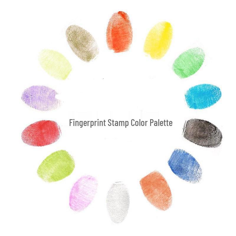 Washable Finger Paint Ink Pad Set - 12 Primary Colors, 24 Total, for Young Children & Students
