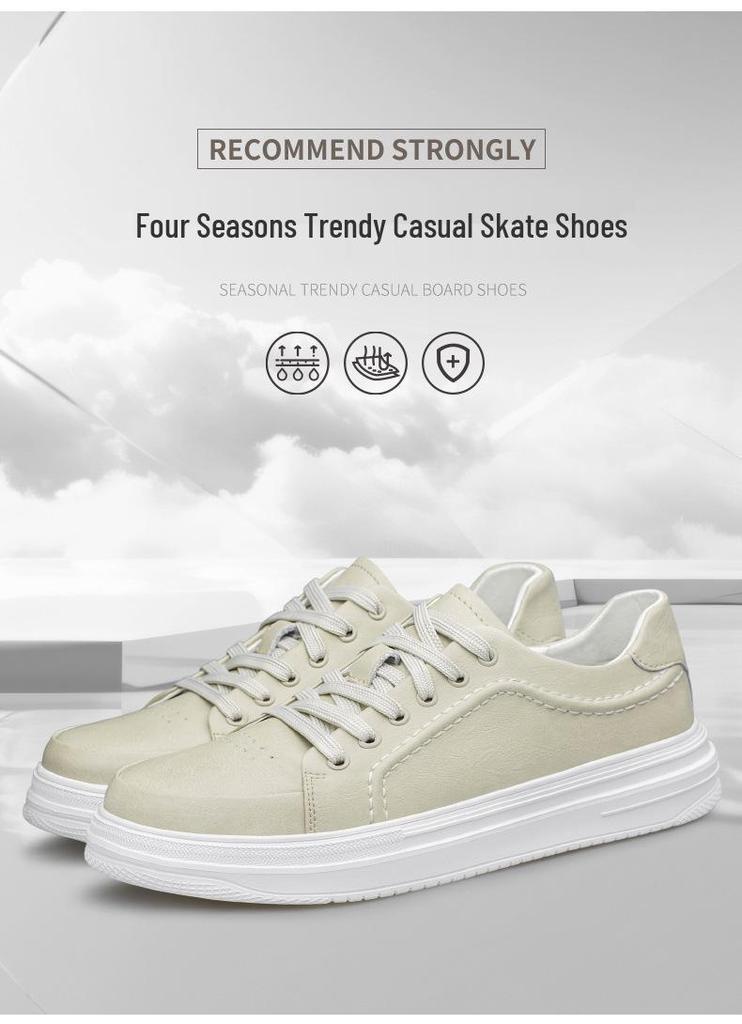 European Station Men's Versatile Skate Shoes: Lightweight Luxury, Breathable Autumn Flats, Cowhide Sports Shoes