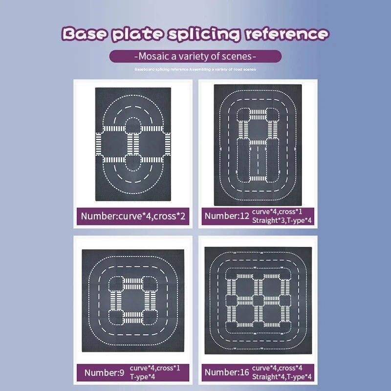 32x32 Klasická základní deska pro stavbu silnic Městská doprava Stavebnice 32 bodů Plastové základní desky pro děti