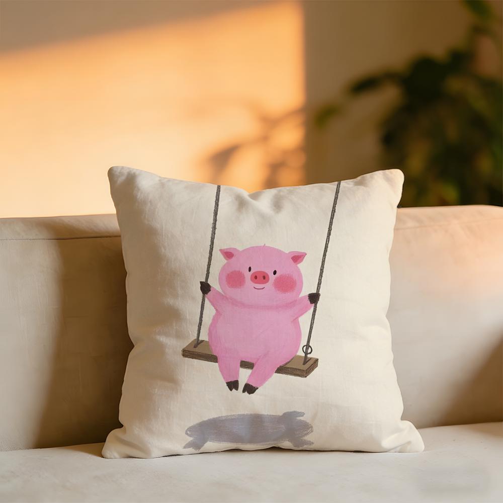 

Cute Pink Pig Cushion Cover Cozy Velvet Throw PillowSoft Warm Cushion For Sofa Bed 30x30 cm