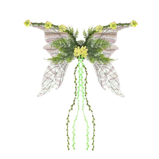 Butterfly Fairy Wings for Women Girls Woodland Elf Wings with Artificial Flowers Leaves And Vines Sparkling Angel Wings for Halloween Cosplay Costume