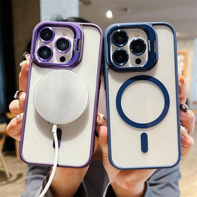 Applicable to iPhone17 high magnetic attraction lens holder mobile phone case Apple 16promax with lens film 15