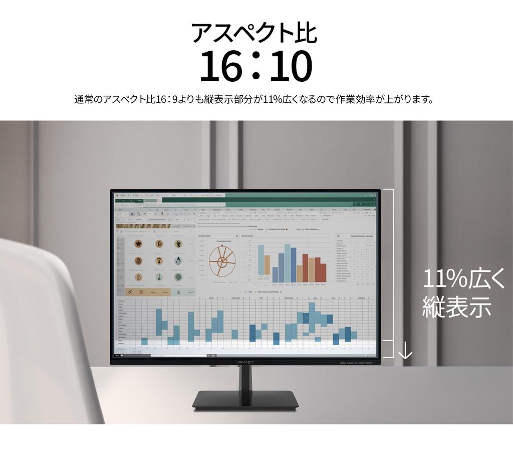 JAPANNEXT IPS LCD Monitor WUXGA 65W Power sRGB Aspect Warranty 24-inch JN-IPS24WX-C6, (1920x1200) Resolution, HDMI, DisplayPort, USB-C (Max Supply),