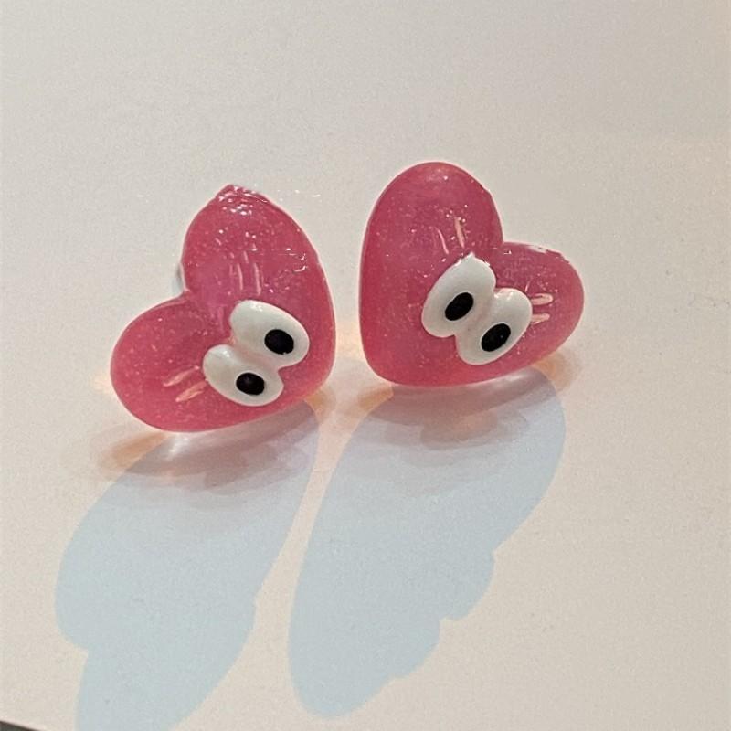 Blue gradual change small flower paint earrings summer sweet less heart stud earrings dopamine exquisite earrings