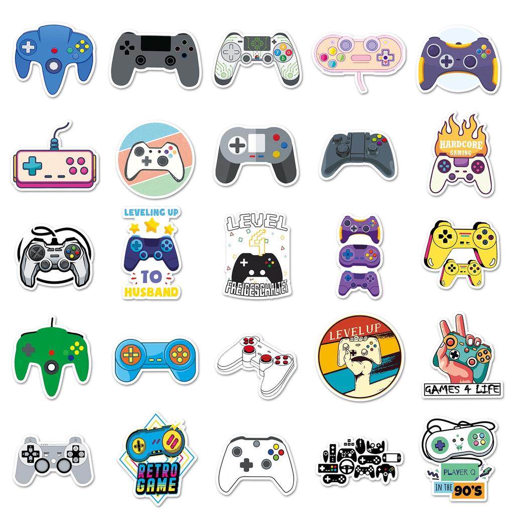 50pcs Waterproof Game Controller Graffiti Stickers for DIY Skateboards and Luggage