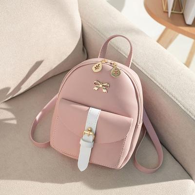 Women'S Mini Backpack Pu Leather Kawaii Backpack Cute Graceful Bagpack Small School Bags For Girls Bow-Knot Leaf Hollow