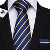 Dibangu Striped Wedding Tie Handkerchief Men's Necktie Pocket Square Ring Tie Set for Gift