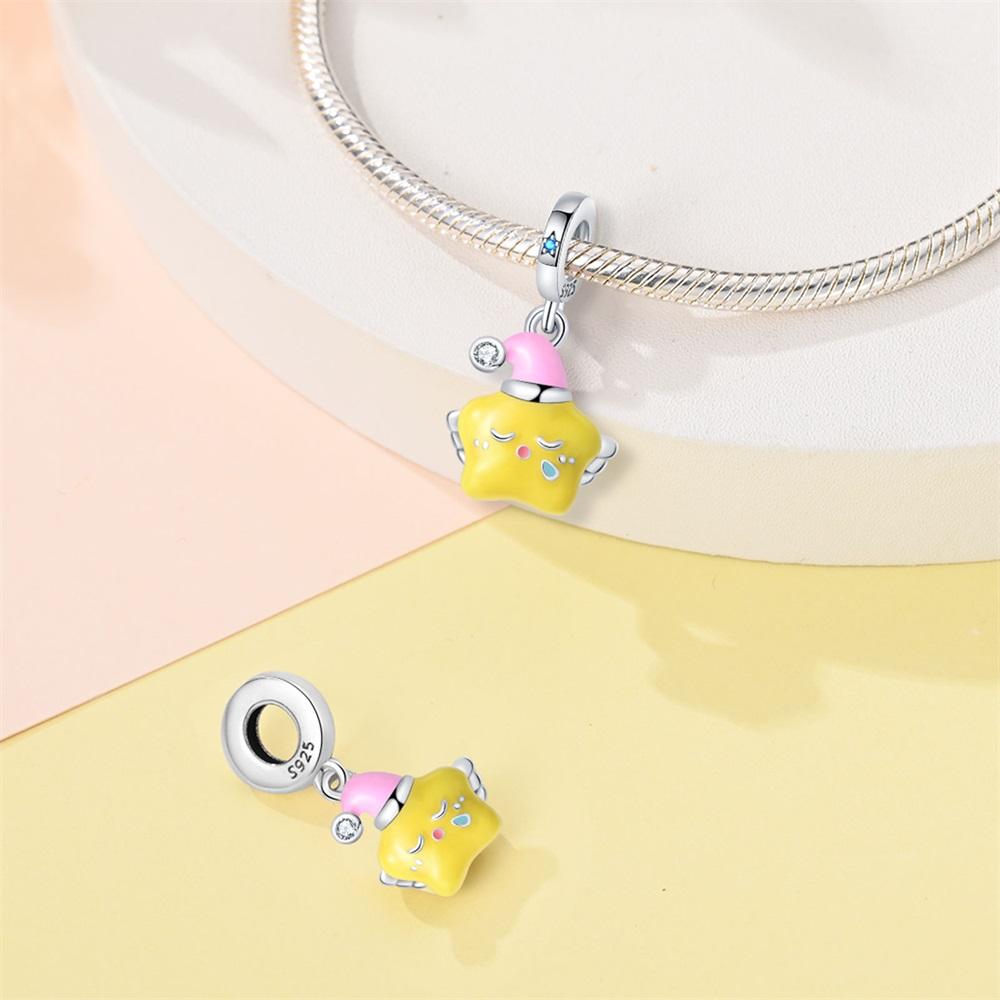 Charms Original Copper Star Pendant Starry Sky Beads Fit Bracelet Diy Fine Gift Women Delicate Jewelry Accessory