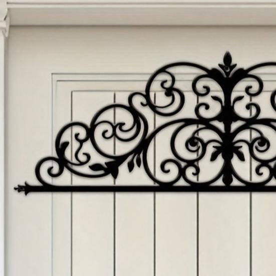 Modern Iron Wall Sculpture Metal Scroll Art, Black Decor, 2D for Ready To Hang Art Living Room, Elegant Home Decor Hallway Front Porch Bedroom