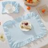 Rüschen-Wärmeisolierende Matte Streifen-Gitter Tischmatte Waschbarer Untersetzer Frühstück