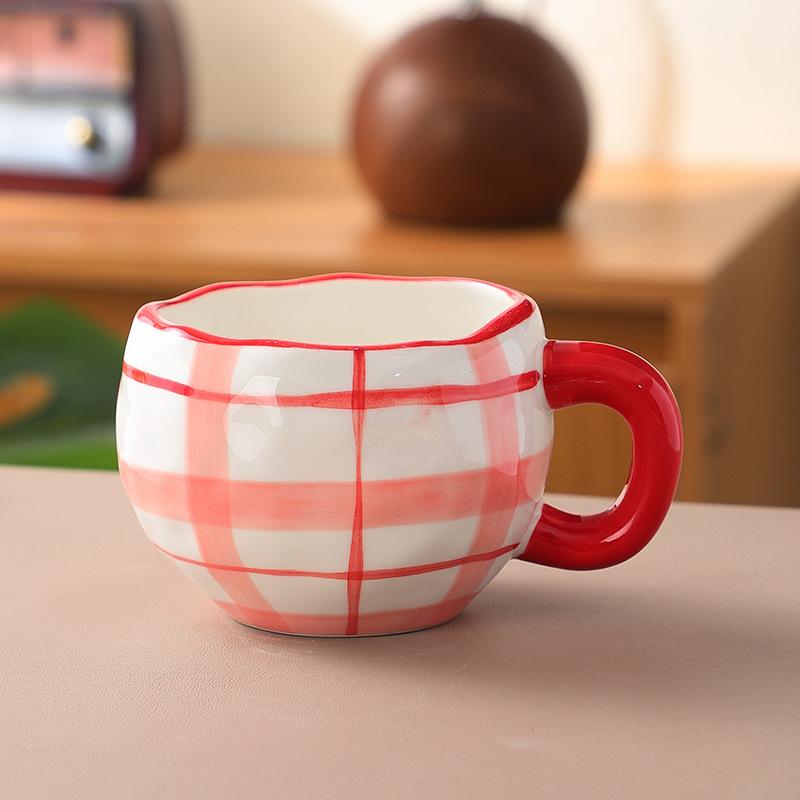 Koreanischer Ins-Wind handgepresste Liebe Keramik-Kaffeetasse, Nachmittagstee handbemalte Blumentasse hochwertiger Wasserbecher