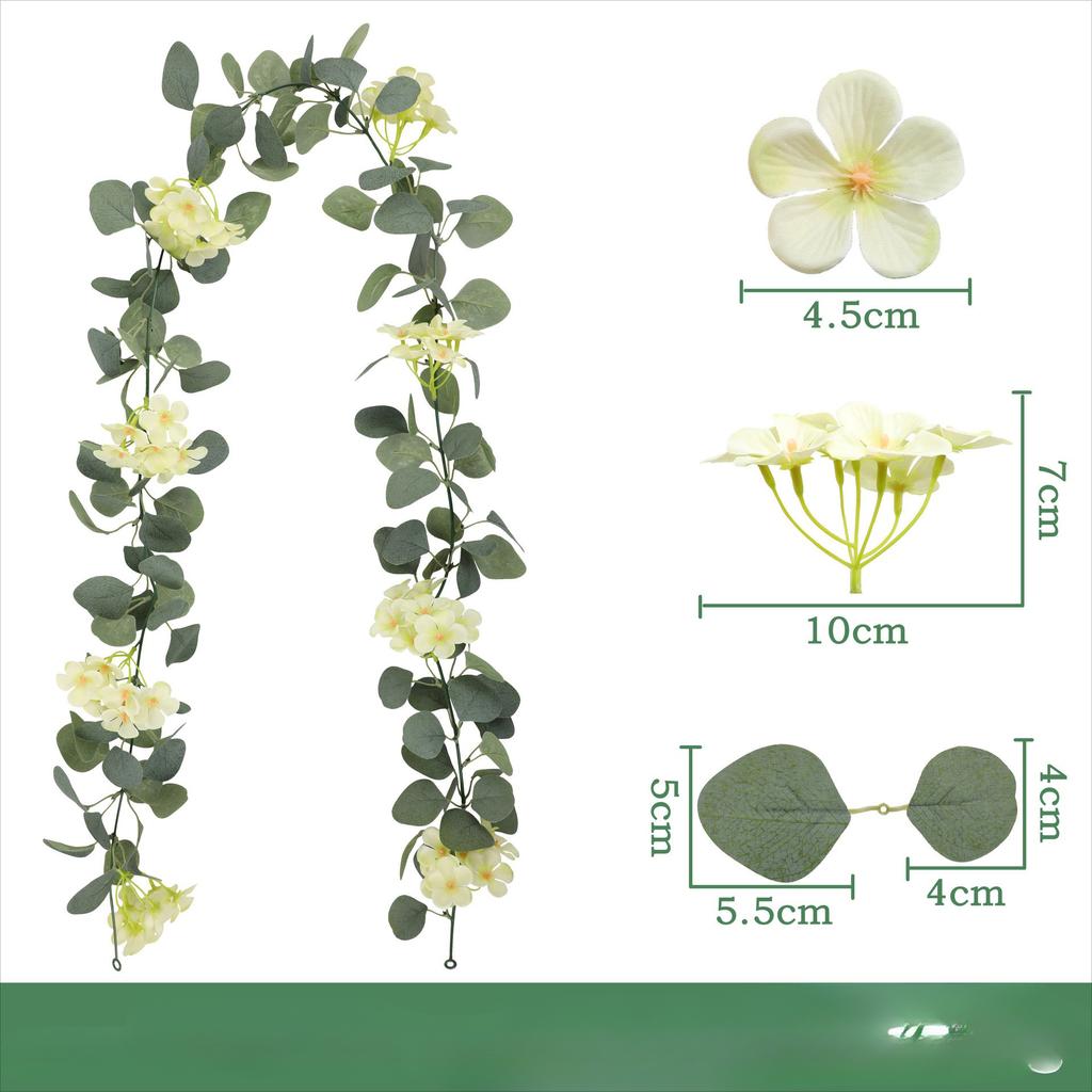 Artificial Green Plant Eucalyptus Leaves Hydrangea Vine Home Wedding Decoration Suspended Ceiling Wound Plant Vine Wall Hanging
