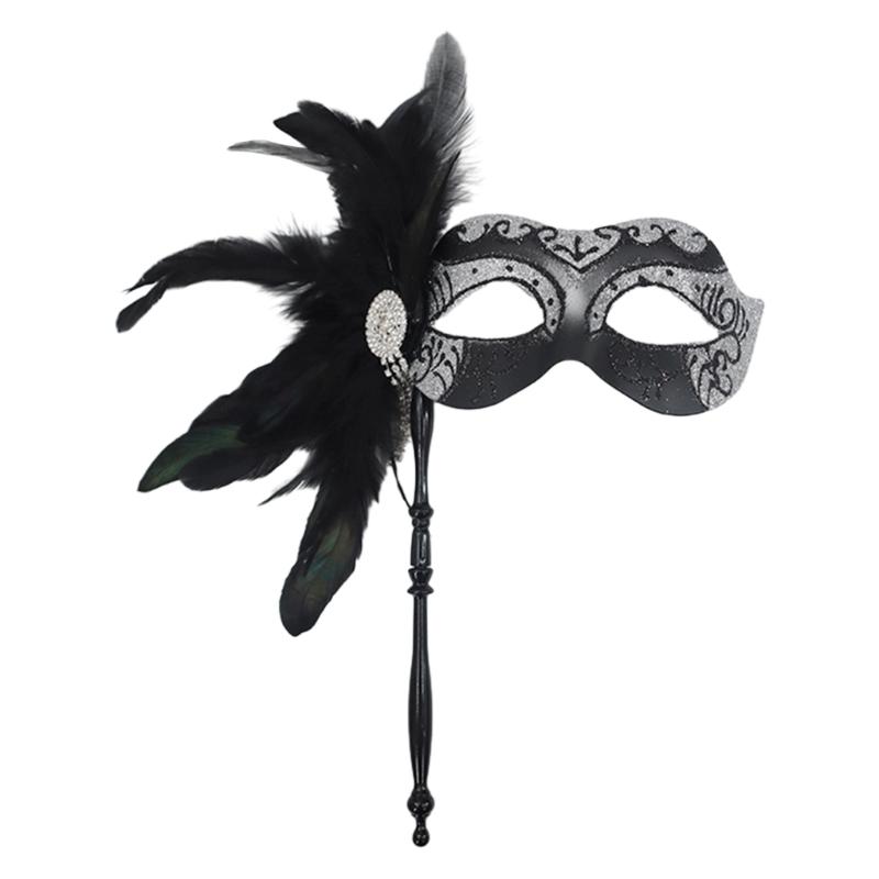 Venetian Masquerade Masks Halloween Mardi Gras Masks with Stick Ball Party Masks