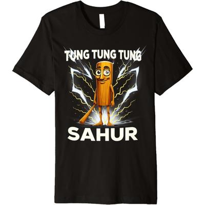 Tung Tung Tung SAHUR Italienisches BRAINROT Meme Lustig Absurd Premium T-Shirt